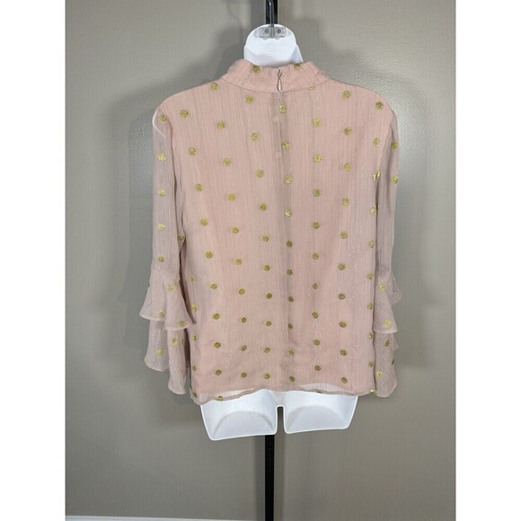 Anthropologie Hutch Blouse Pink And Gold Polka Dot Size M - Picture 4 of 10
